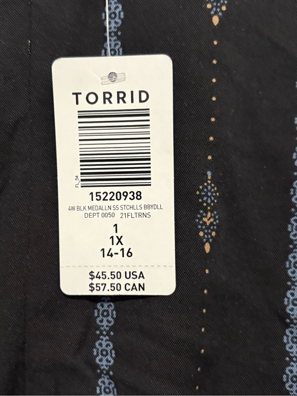Torrid Black Tunic with Blue & Tan - Picture 6 of 7
